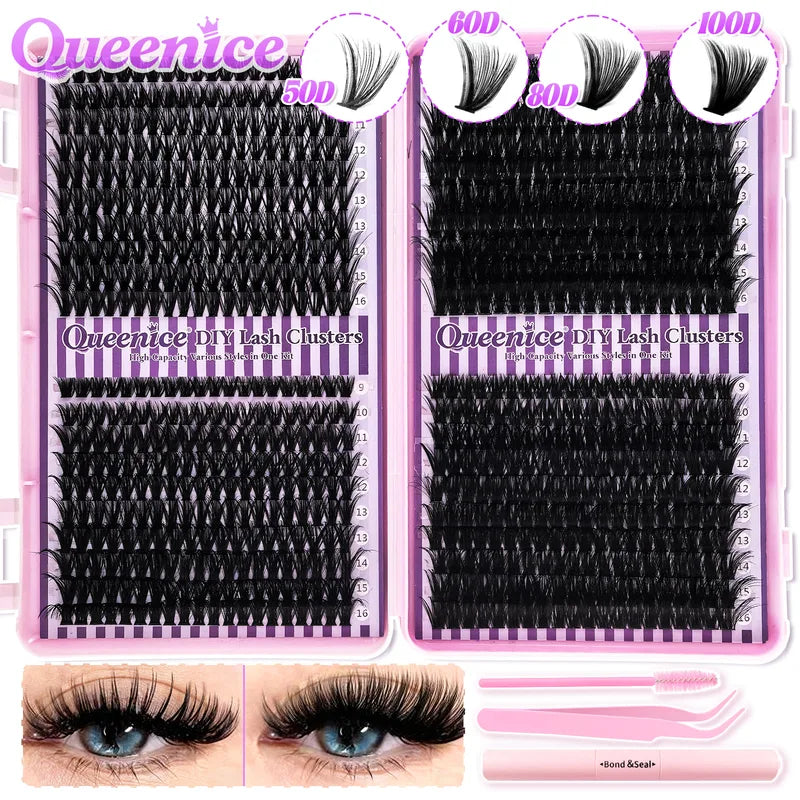 DIY Eyelash Cluster Fluffy Lash Extensions Set with Mixed Tray