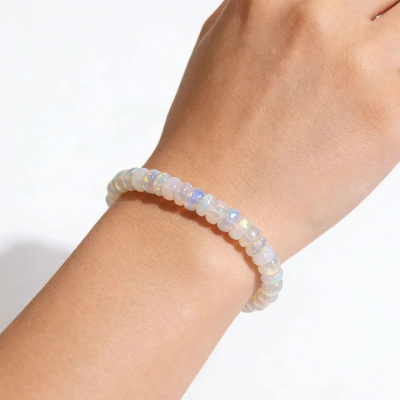 Natural Ethiopian Opal Beaded Bracelet for Women Healing Crystal Jewelry Gift