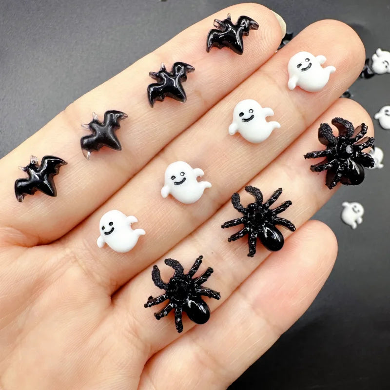 Halloween Nail Decorations 30pcs Bat Spider Resin Charms for Nail Art Accessories