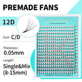 False Eyelash Extension Fan Tray - Promade 6D-16D Matte Narrow Stem Eyelash Tools