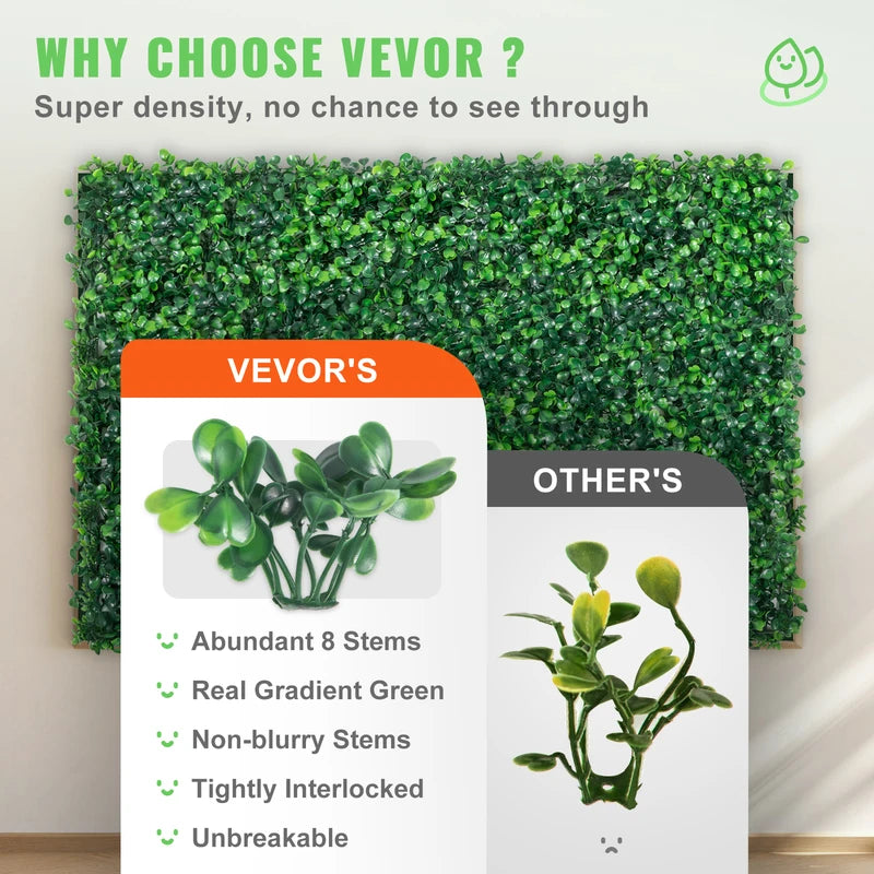 Artificial Boxwood Panel Wall Hedge - 24pcs Green Grass Outdoor Indoor Decor
