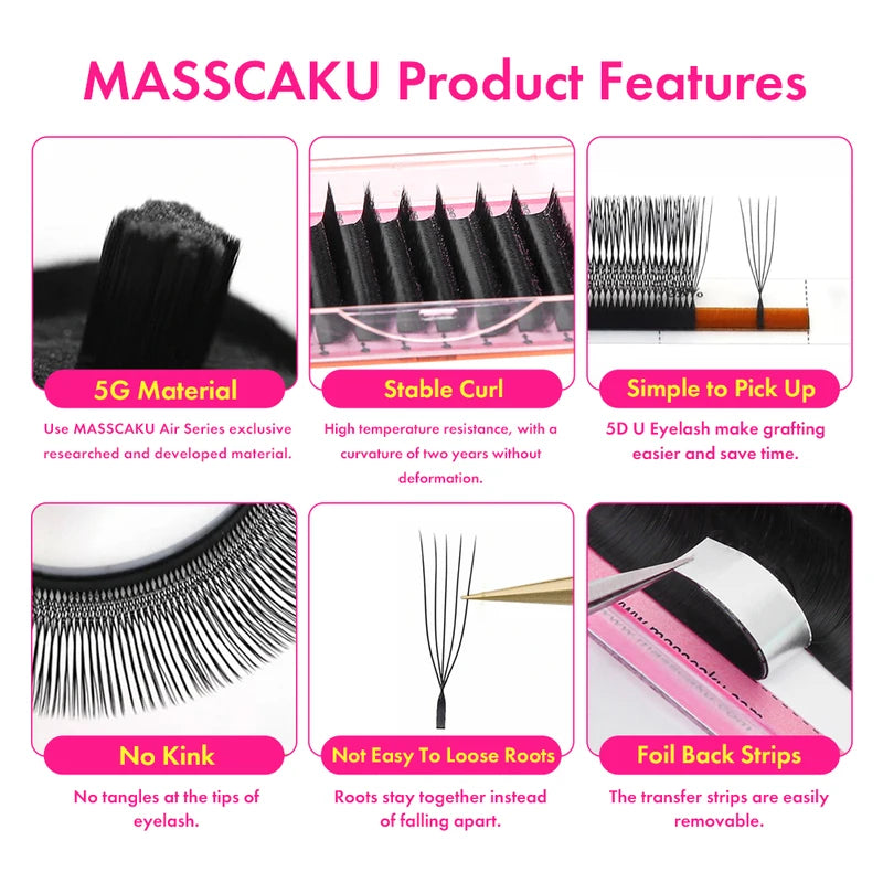 False Eyelash Extensions U-Shaped 3D 4D 5D Volume Mink Lashes - Natural Look