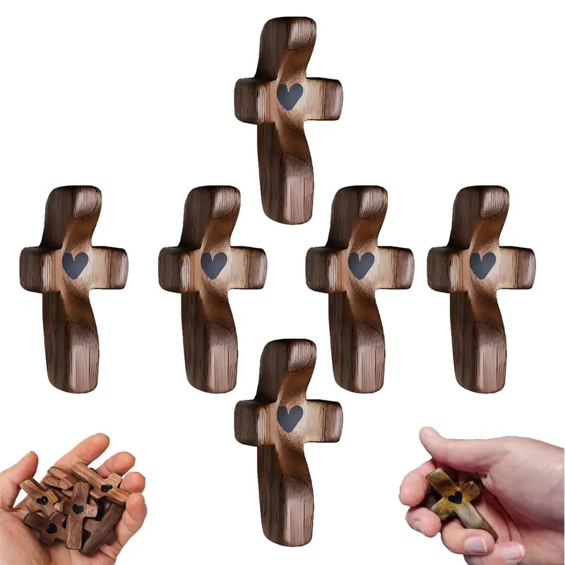 Wooden Cross Fidget Stress Relief Toy - Handmade Pocket Prayer Cross for Meditation & Encouragement