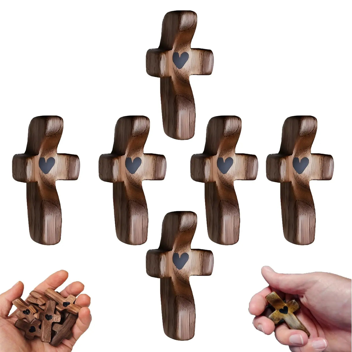 Wooden Cross Fidget Stress Relief Toy - Handmade Pocket Prayer Cross for Meditation & Encouragement