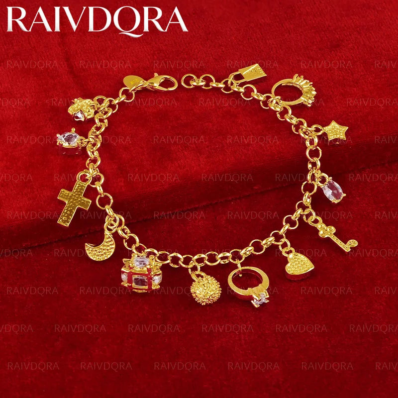 Gold Plated Geometric Pendant Bracelets for Women - Anniversary Gift