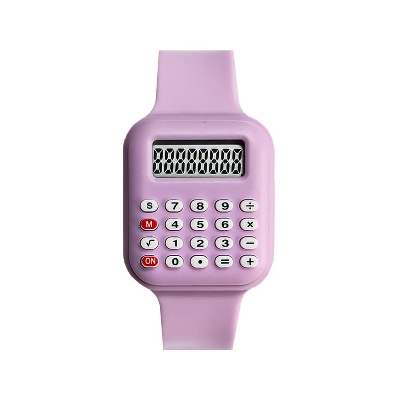 Children's Digital Watch with Calculator Rubber Strap for Kids & Students