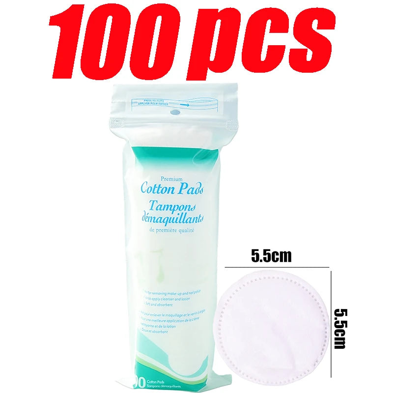 Disposable Makeup Remover Pads - Dual-Use Cotton Rounds, 100 Pack
