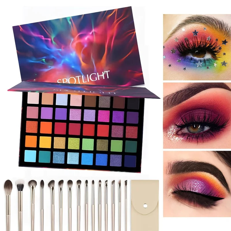 40-Color All-Purpose Eye Shadow Palette with Brush Set - Matte & Pearlescent Shades, Versatile Makeup for Any Occasion, Holiday Gift Idea