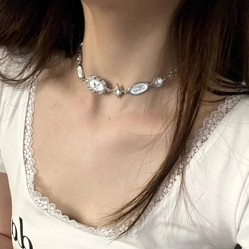 Gothic Vintage Butterfly Crystal Choker Necklace for Women Y2K Jewelry Gift