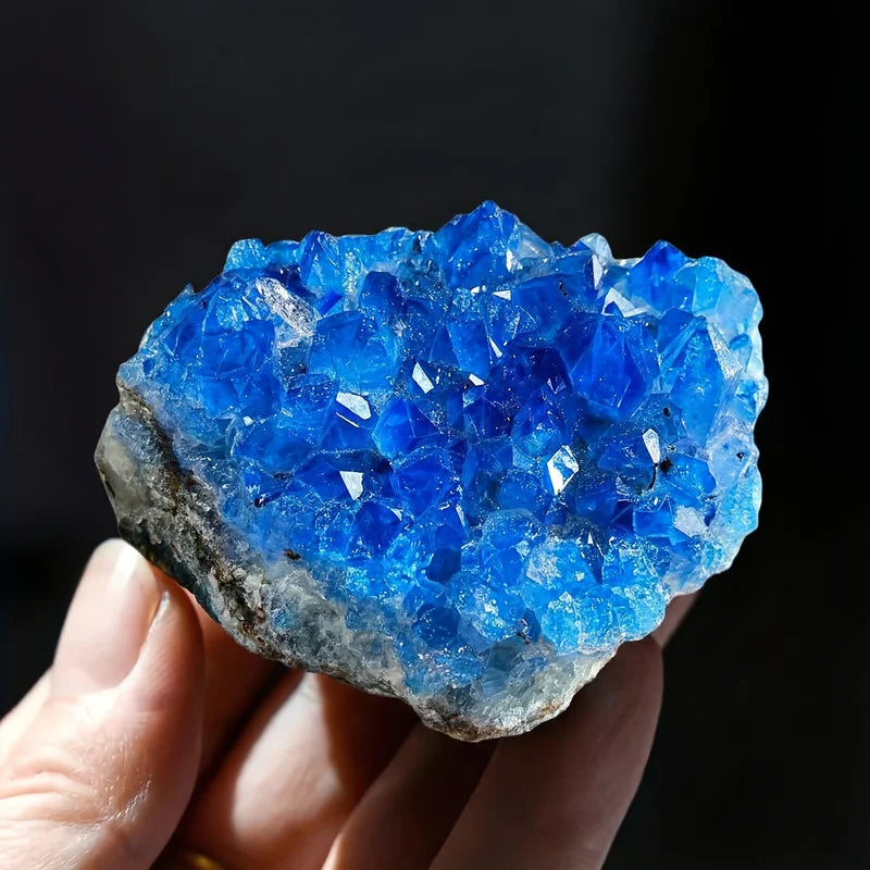 Blue Quartz Crystal Cluster Decorative Geology Gift for Home & Office