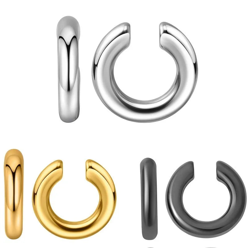 Stainless Steel Chunky Ear Cuff Earrings Women No Piercing Punk Cartilage Jewelry