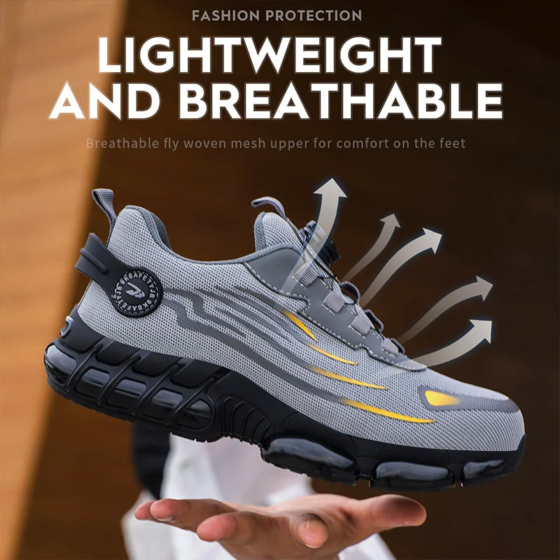 Breathable Lace-Free Work Shoes with Soft Sole Anti-Smash Puncture Protection