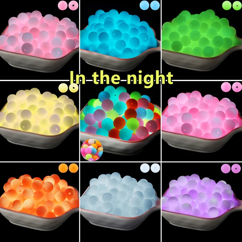 Glow In The Dark Silicone Beads 12/15MM Round Luminous Jewelry Making Supplies - 50Pcs