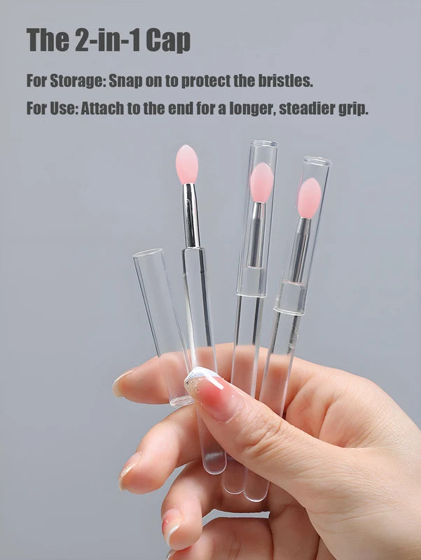 Reusable Silicone Lip Brush with Cap - Portable Dual-Ended Makeup Applicator