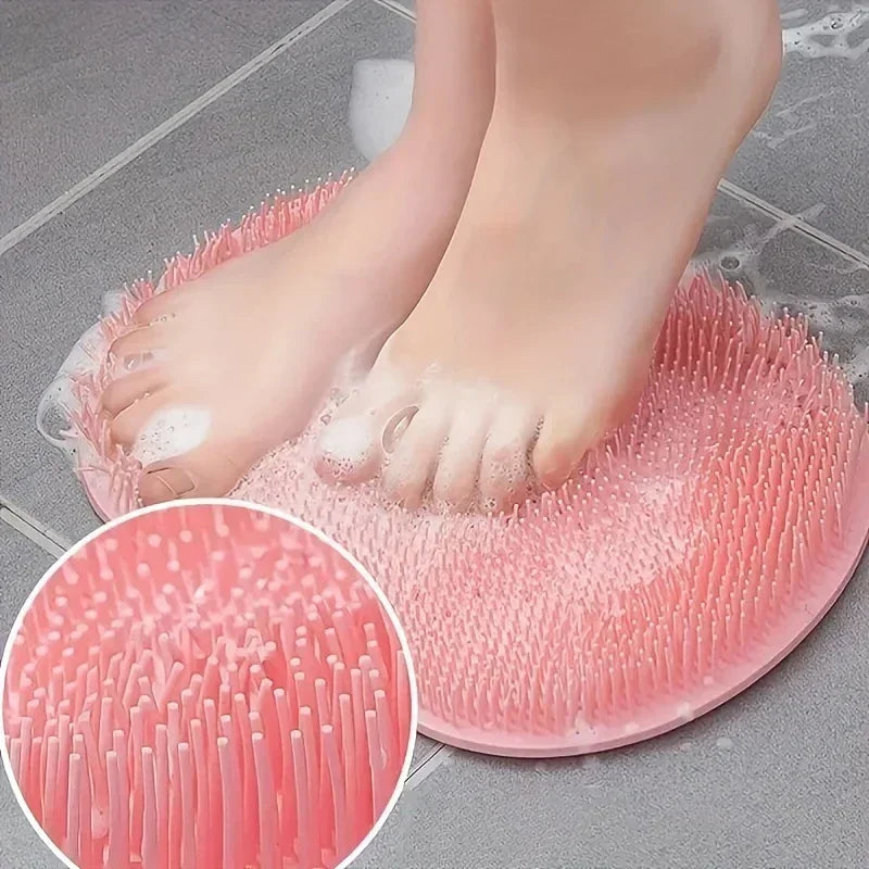 Silicone Foot Wash Mat and Body Brush for Shower - Reusable Wall-Mounted Massage Pad