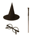 Halloween Wizard Costume Accessory Set with Witch Hat Glasses and Magic Wand - Cosplay Props
