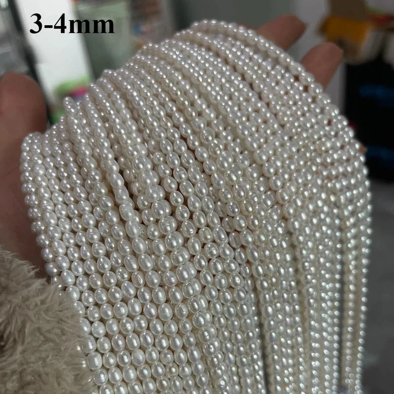 Natural Freshwater Pearl Beads Rice Shape Loose Jewelry Making Beads