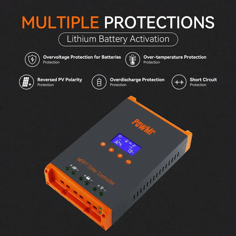 60A MPPT Solar Charge Controller 12V/24V/36V/48V LCD Display Max 160V PV Support Parallel