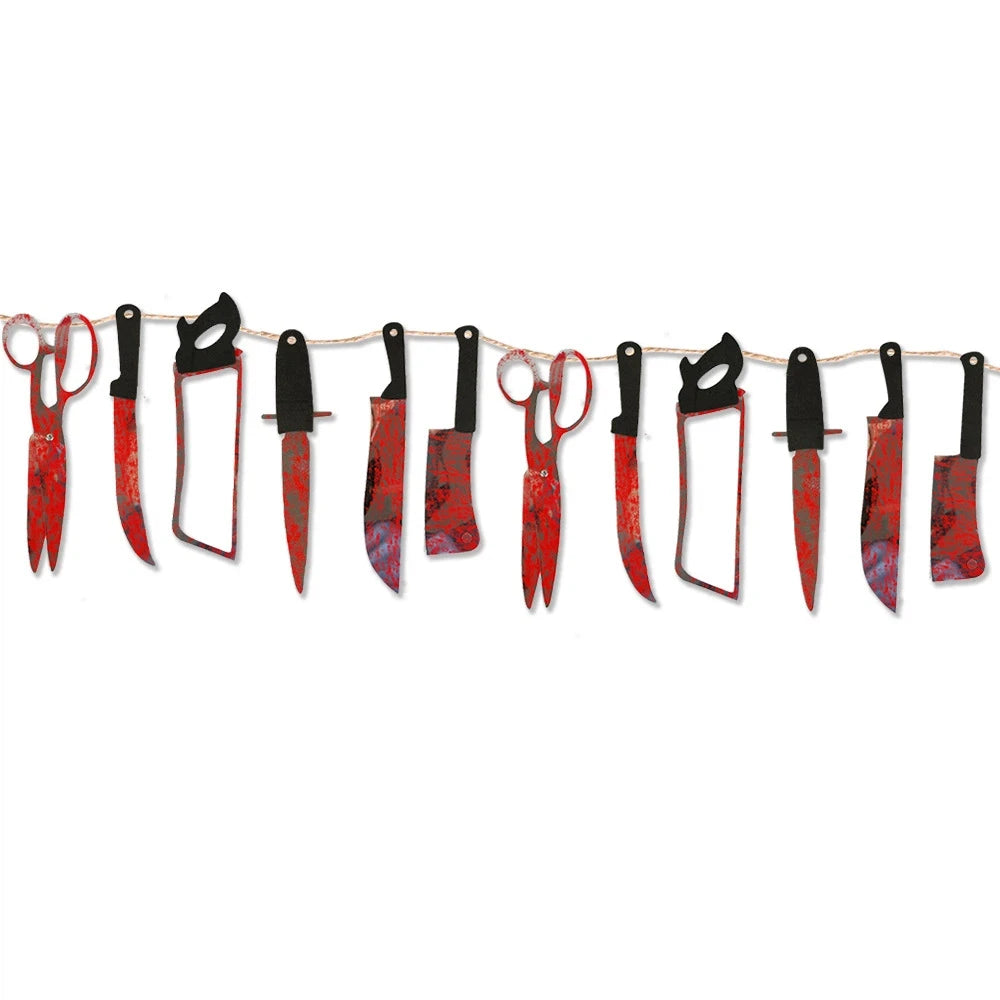 Halloween Bloody Knife Garland 12Pcs Haunted House Wall Decor Props