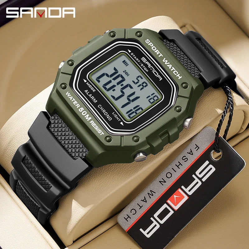Digital Sports Watch for Men Waterproof Shockproof Military Style Stopwatch