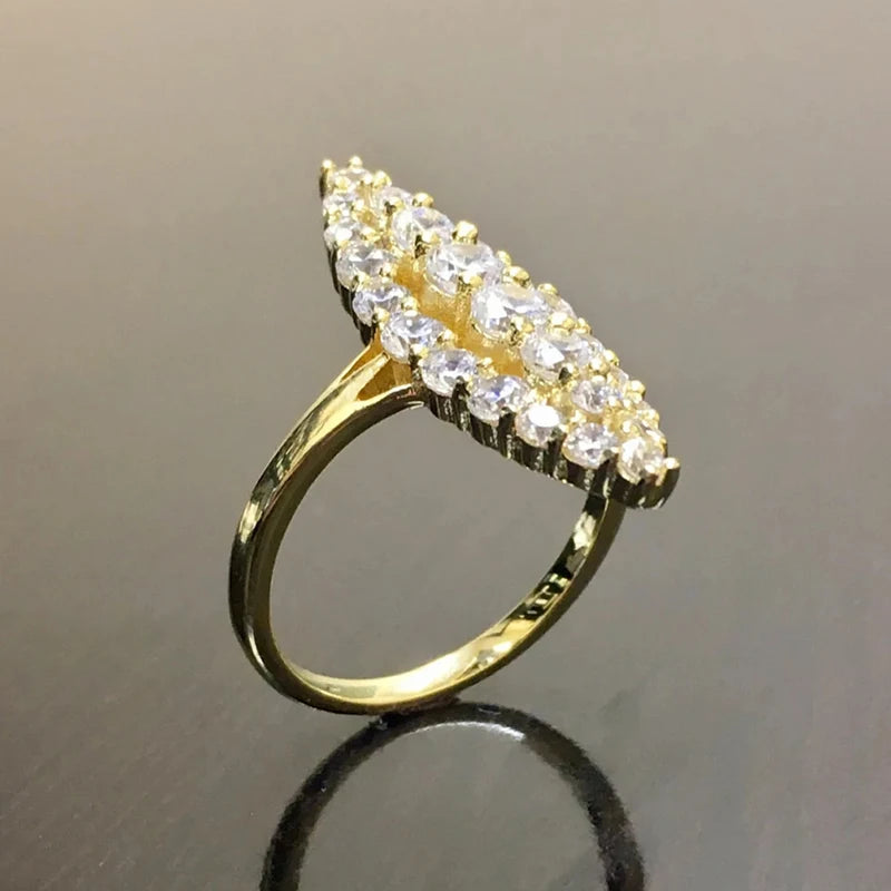 Gold Color Marquise-Shaped Ring for Women with CZ - Wedding & Fashion Jewelry