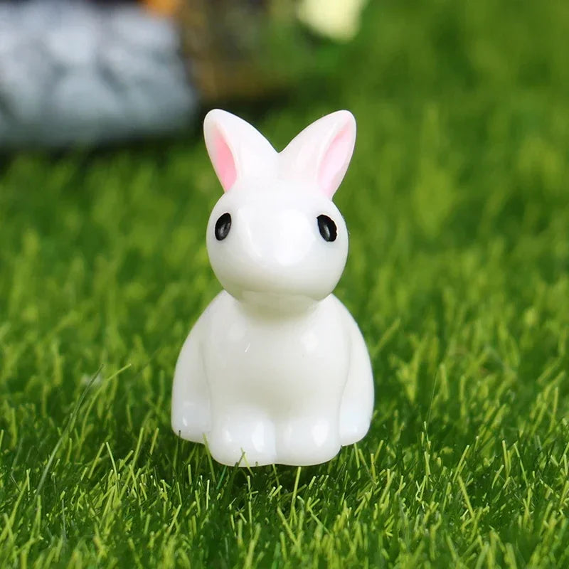 Mini Resin Bunny Figures Set - 10/20/50 Pieces for Dollhouse & Micro Landscape Decor