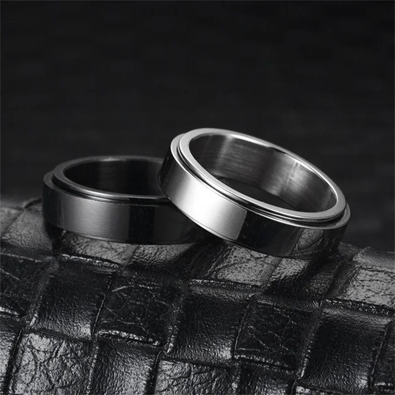 Stress Relief Fidget Spinner Ring - Stainless Steel Mood Jewelry for Men & Women