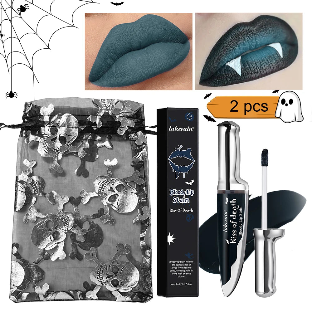 Matte Bloody Lip Stain Long-Lasting Water-Resistant Lipstick for Gothic Vampire Halloween