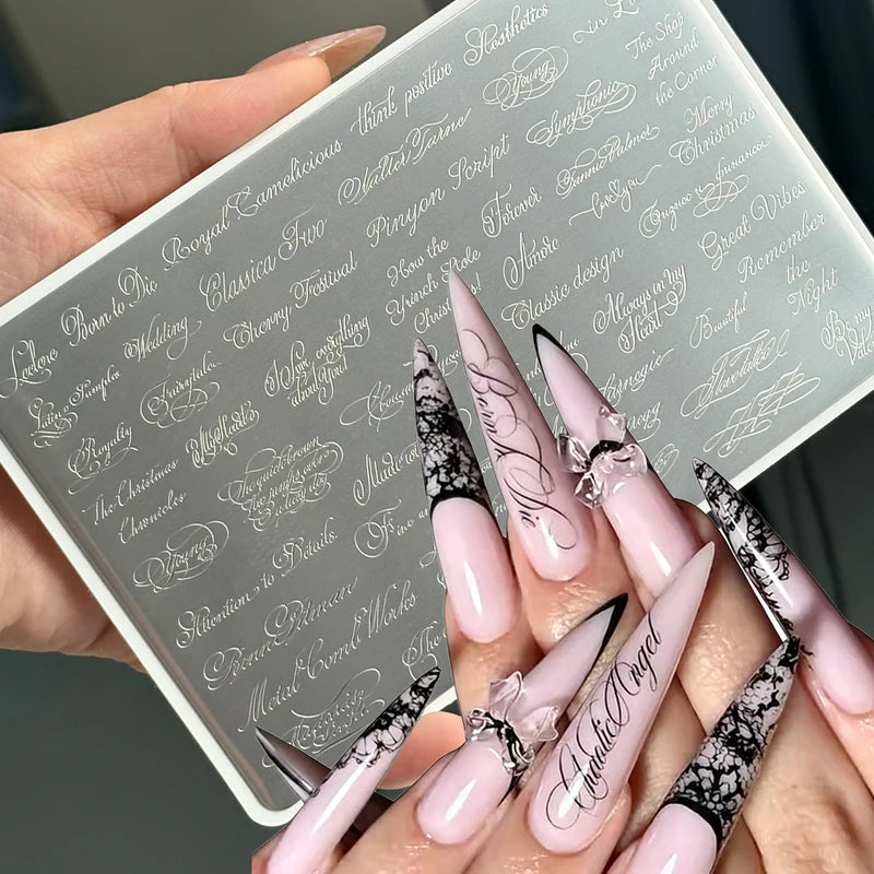 Gothic English Words Nail Stamping Plates Stainless Steel Nail Art Template - 15x10cm