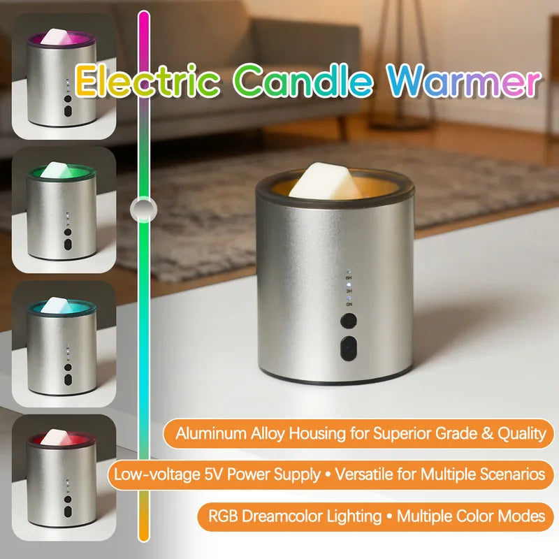 Wax Melt Heater Metal Wax Warmer for Aromatherapy Electric Candle Oil Burner 2-in-1 USB