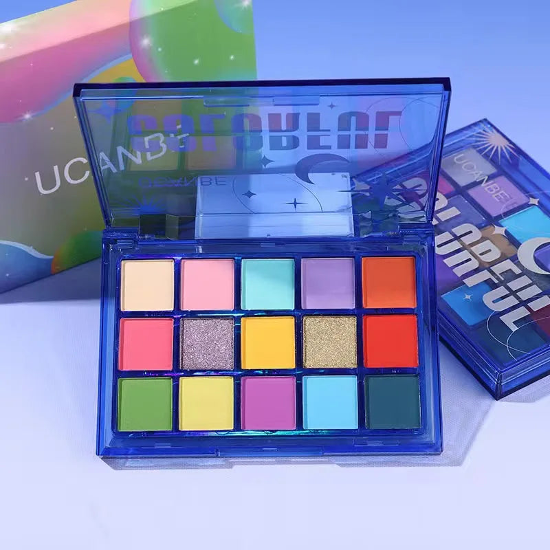 15 Shades Eyeshadow Palette - Purple Chameleon Glitter Matte Eye Makeup