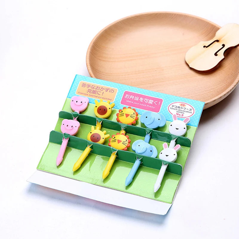 Kids Fruit Fork Set - Reusable Plastic Bento Picks for Lunch & Snacks