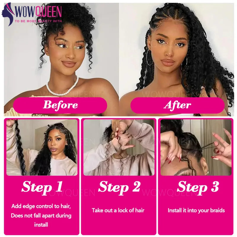 Deep Wave Human Hair Braiding Extensions Bulk 50g/100g for Braiding