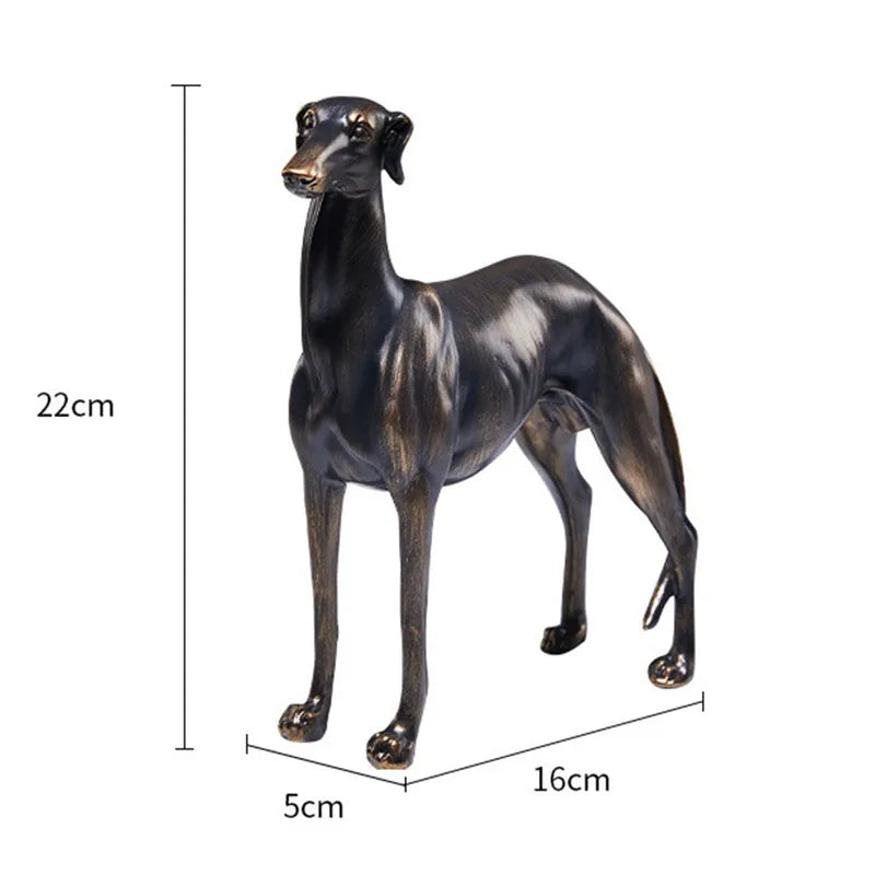 Dog Statue with Antique Bronze Finish Resin Animal Sculpture for Home & Garden Decor