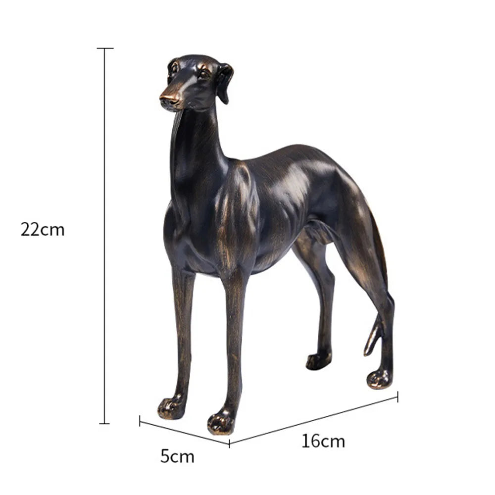 Dog Statue with Antique Bronze Finish Resin Animal Sculpture for Home & Garden Decor