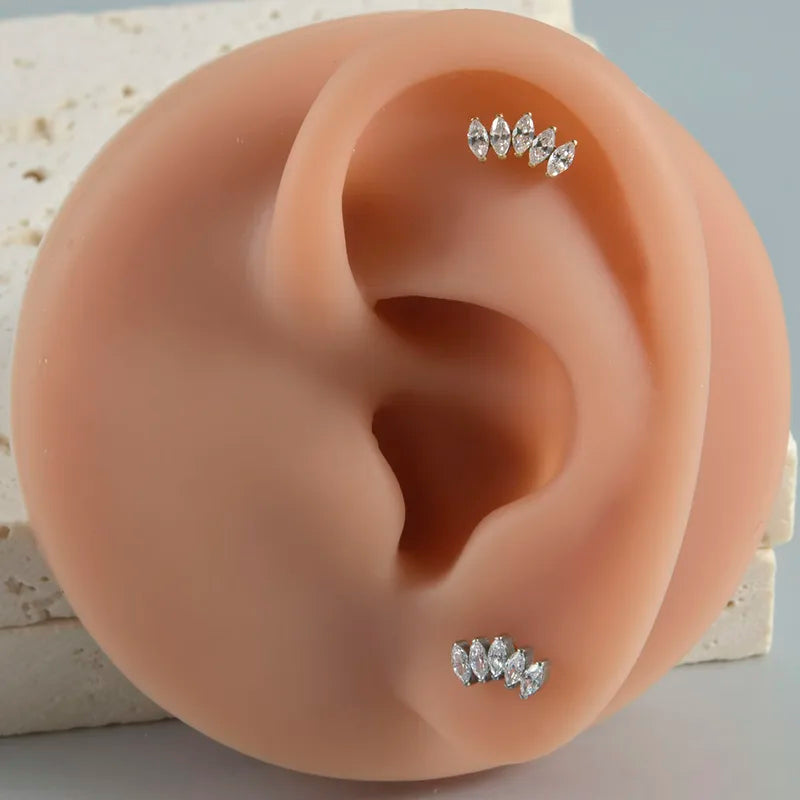 Titanium CZ Horse Eye Flower Cartilage Earring - 16G Sun Helix Tragus Jewelry