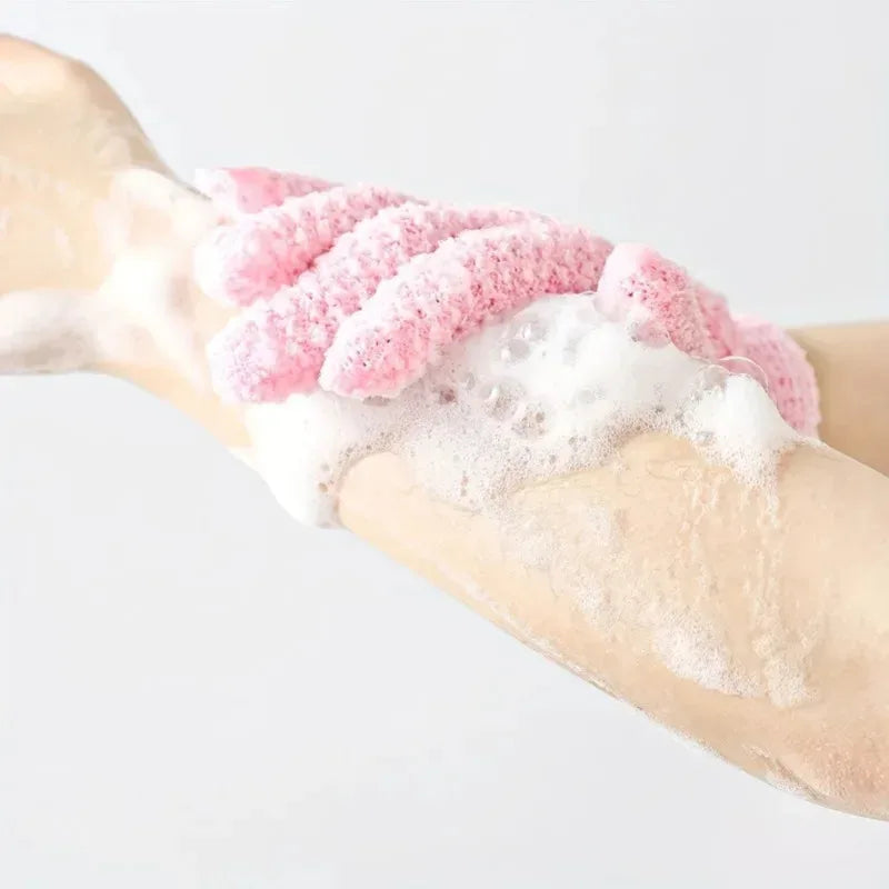 Exfoliating Shower Gloves Bath Sponge for Daily Use - Pink & Blue