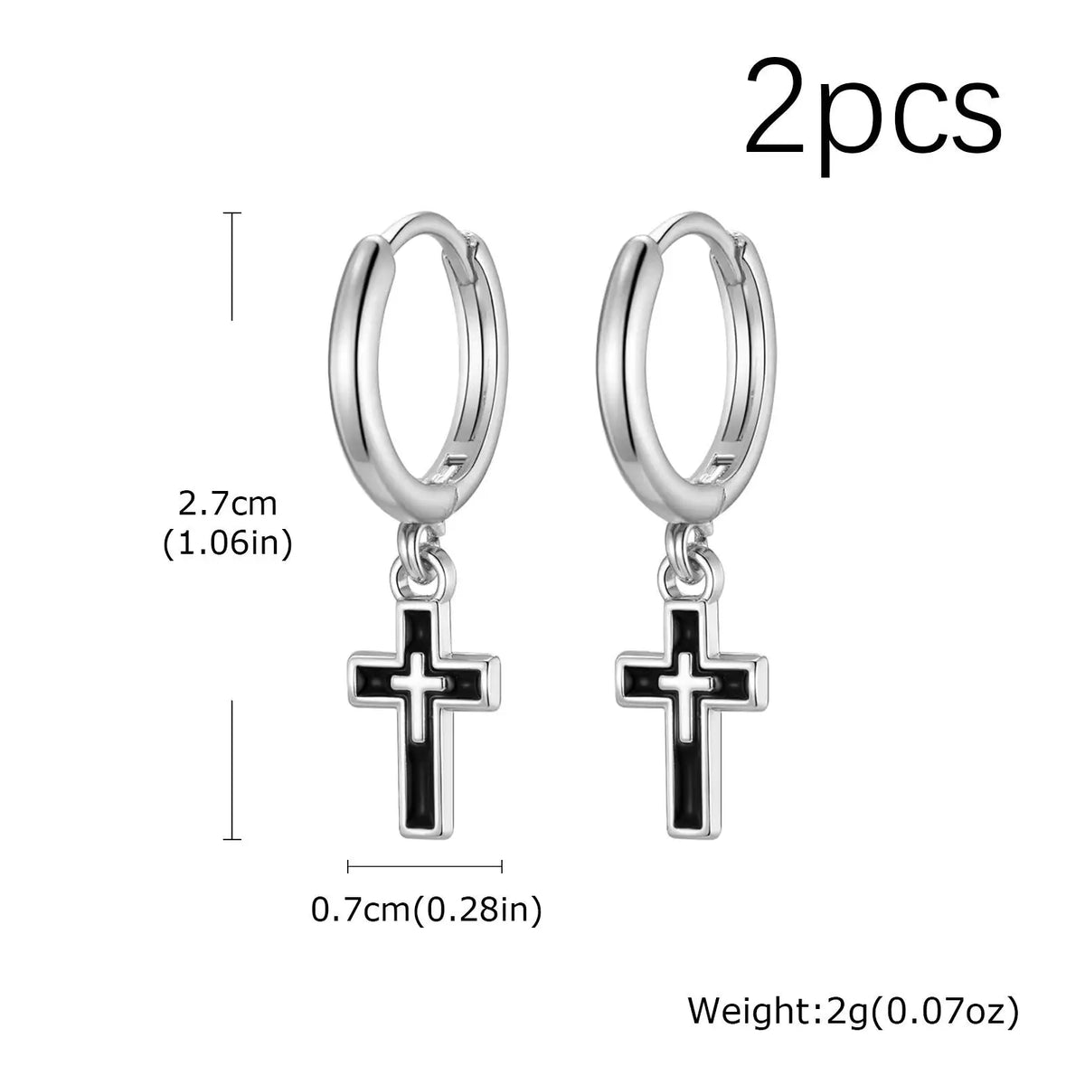 Silver Cross Hoop Earrings for Men Boys - Dangle Drop Jewelry Gift