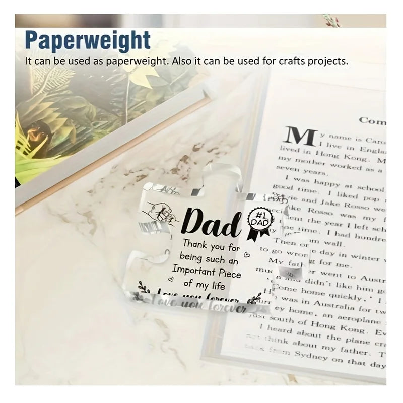 Personalized Dad Gift - Engraved Acrylic Block for Father's Day Birthday