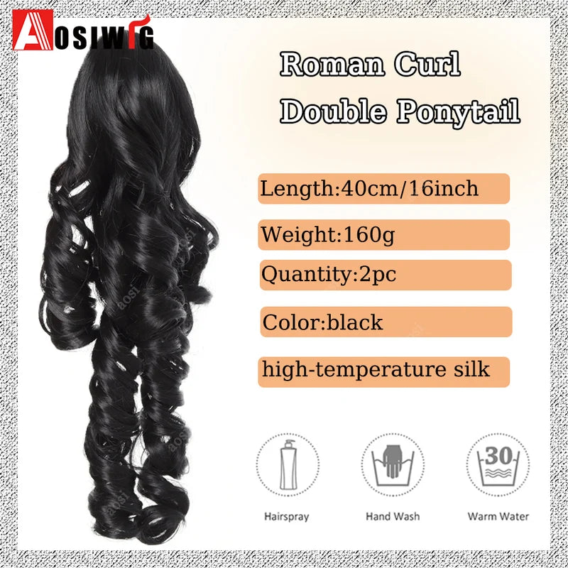 Long Blonde Synthetic Ponytail Extension with Clip for Women - 16 Inch Curly Hairpiece