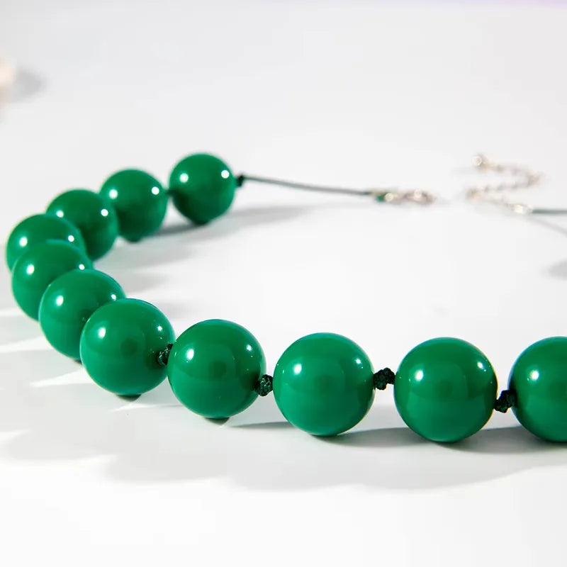 Colorful Bead Choker Necklace for Women Punk Resin Jewelry Gift Wholesale