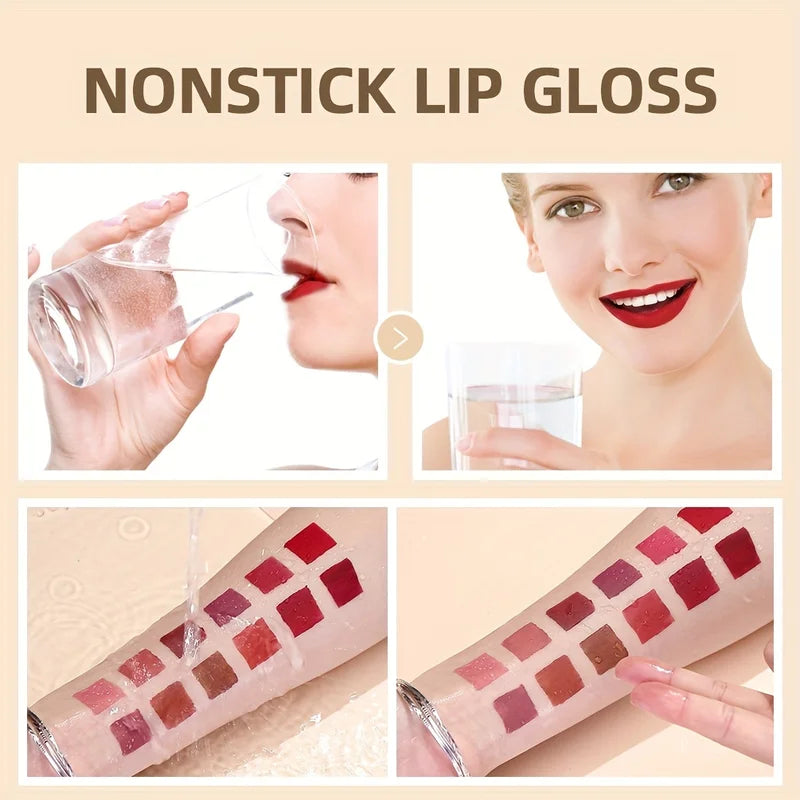 24 Colors Matte Lip Gloss Set Long-Lasting Smudge-Proof Lip Stain for Valentines Mardi Gras
