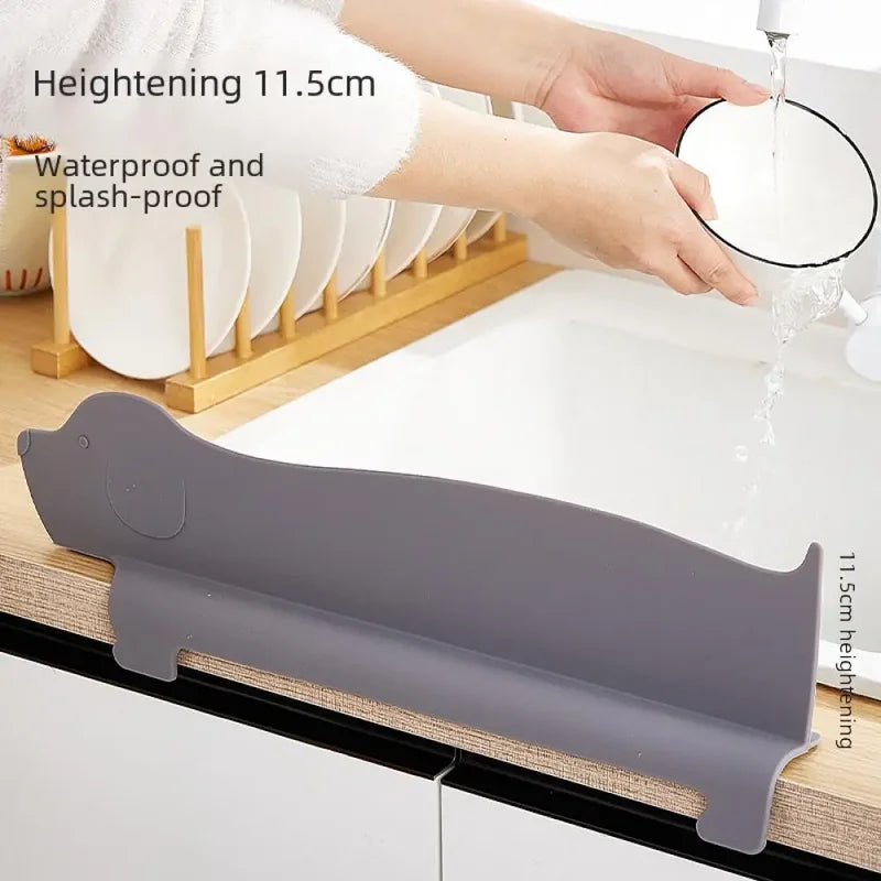 Kitchen Silicone Water Splash Barrier with Suction Cup - Wash Dishes & Fruits