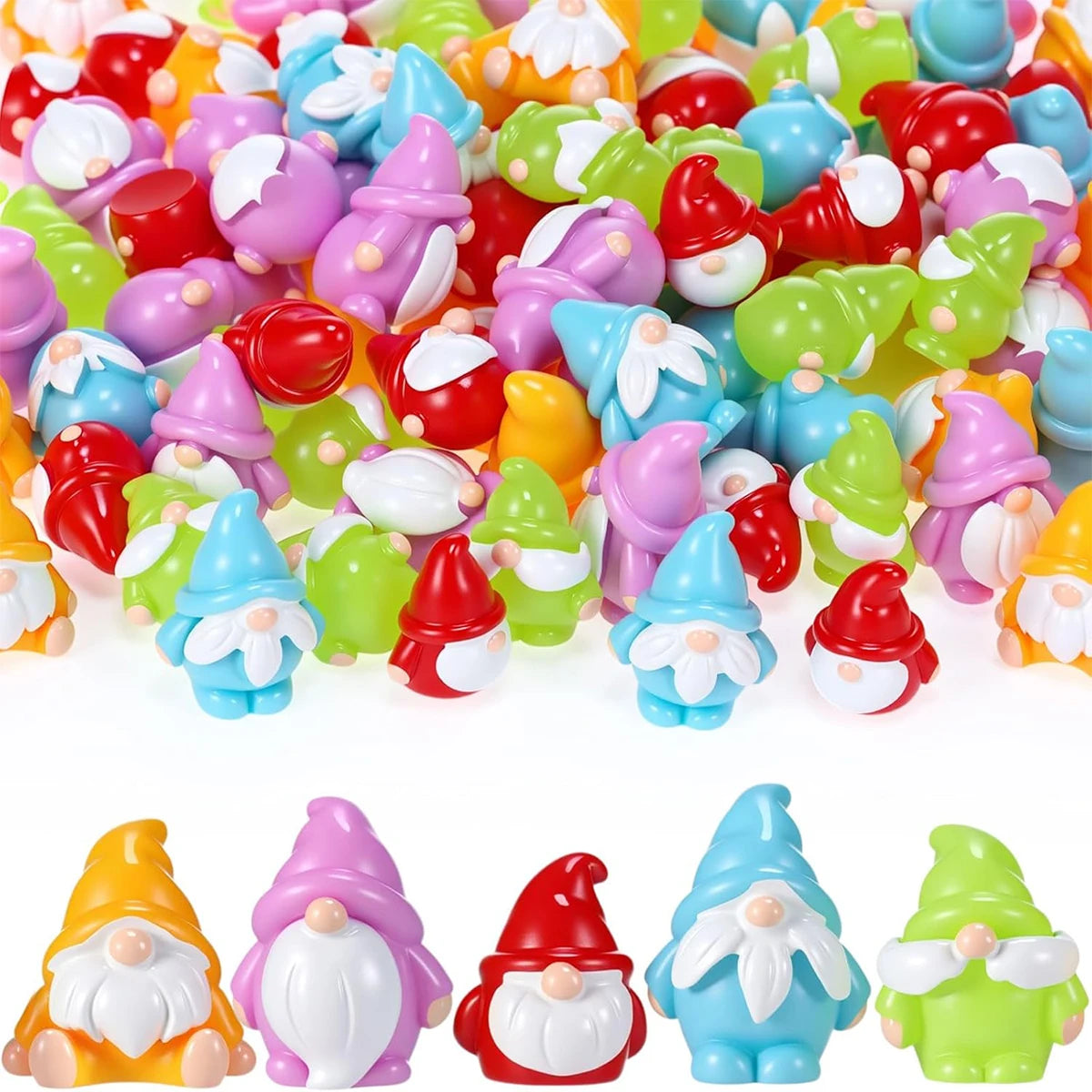Miniature Gnome Statues Set - DIY Fairy Garden Micro Landscape Crafts, Multi-Color 10/20pcs