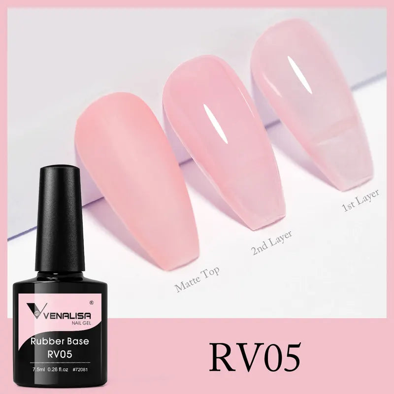 Semi Transparent Pink Rubber Base Coat Nail Gel - UV LED Soak-Off Gel Polish