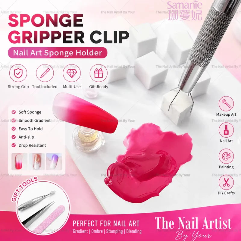 Nail Art Gradient Sponges with Grip Tool Set for Manicure DIY
