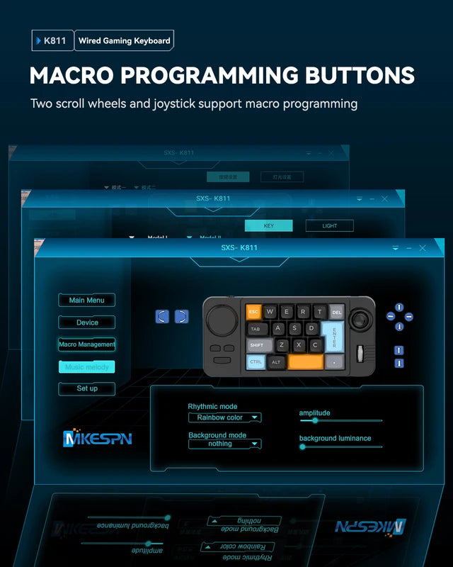 Programmable Wired Mechanical Keyboard with Volume Scroll Wheel and 19-Key Hot-Swappable Numeric Keypad