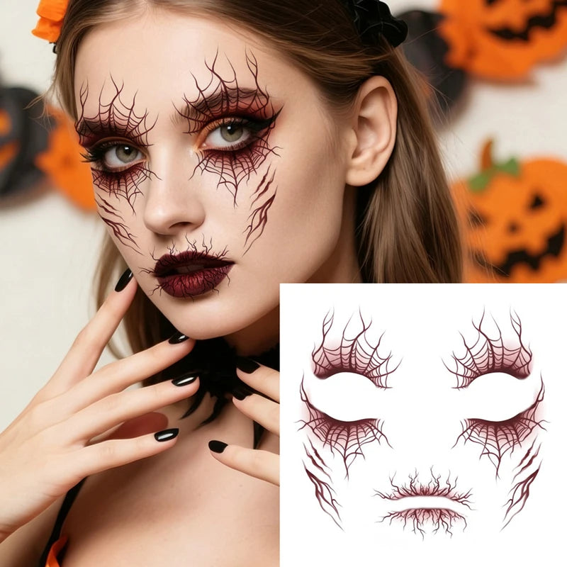 2pcs Vein Design Fake Tattoo Stickers Waterproof Body Art for Halloween