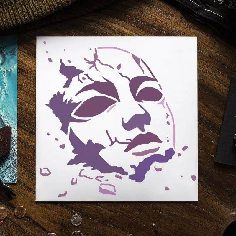 Reusable Face Mask Drawing Stencil with Paint Brush - DIY Art & Craft Template