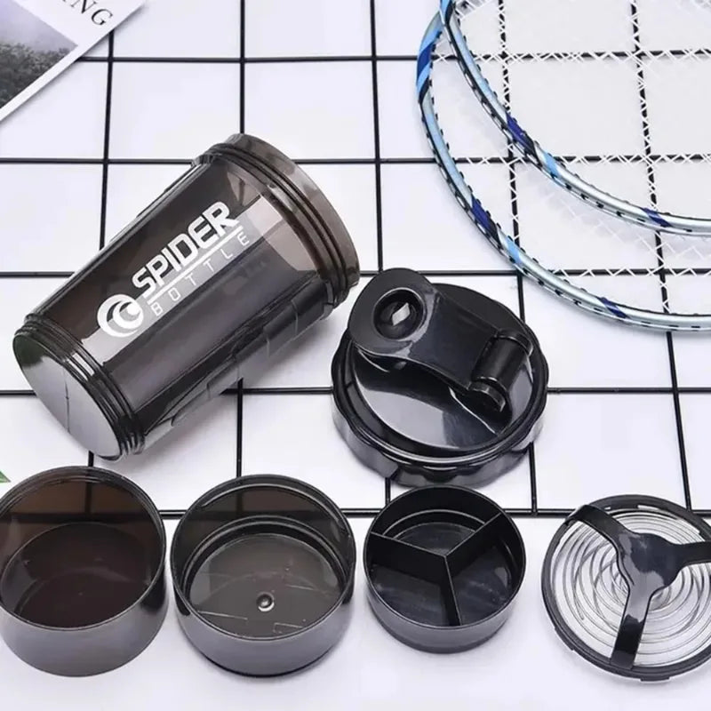 16 Oz Leak-Proof Protein Shaker Bottle with Multiple Compartments & Non-Slip Grip